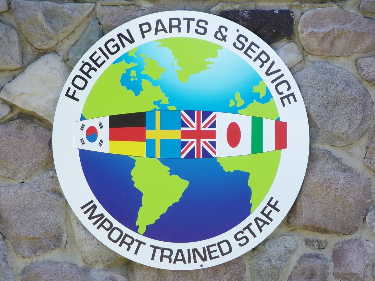 Foreign Parts & Service / Import Trained Staff sign at Advanced Autometric